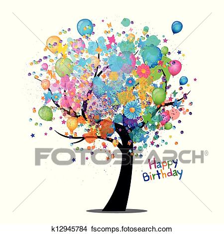 450x470 Clipart Of Vector Happy Birthday Greeting Card K12945784