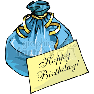300x300 Royalty Free Blue Birthday Gift With A Happy Birthday Label 142673