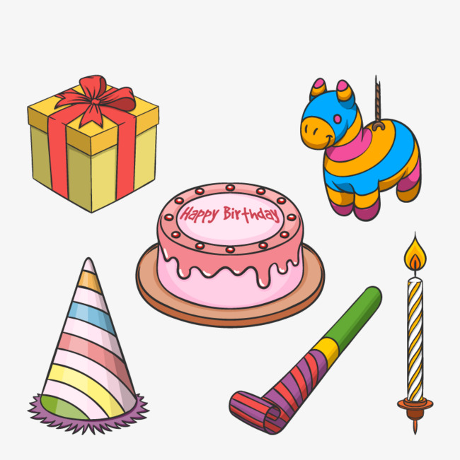 650x651 Vector Cute Birthday Gift Items, Vector, Cake, Birthday Png