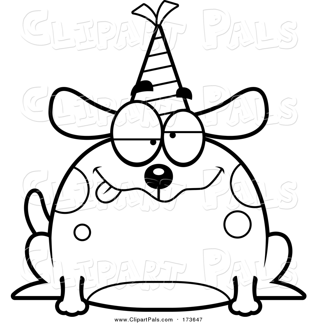 1024x1044 Pal Clipart Of A Lineart Drunk Birthday Dog Wearing A Party Hat By