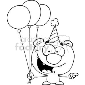 300x300 Royalty Free Happy Bear Wearing A Birthday Hat Holding 3 Three