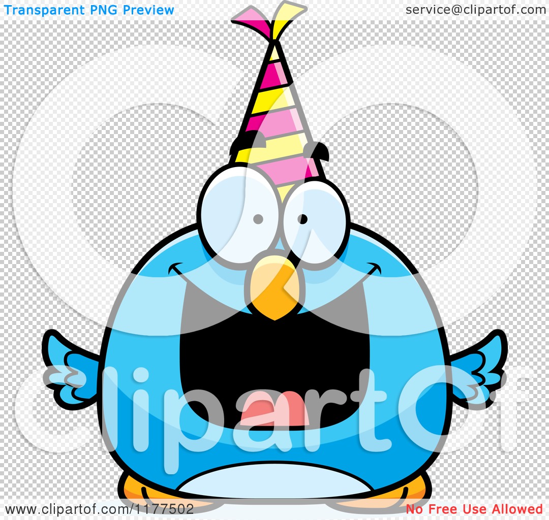 1080x1024 Cartoon Of A Happy Birthday Bluebird Wearing A Party Hat