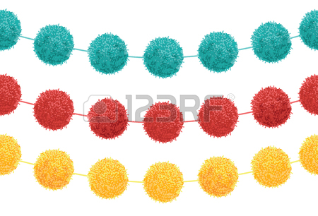 450x306 Vector Blue Baby Boy Birthday Party Pom Poms Circle Set And Round