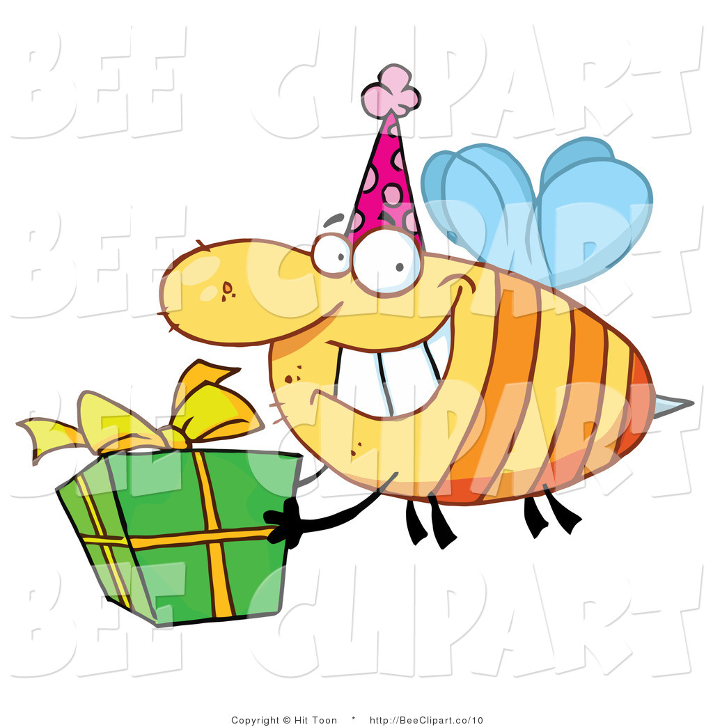 1024x1044 Clip Art Of A Birthday Party Bee And Gift By Hit Toon