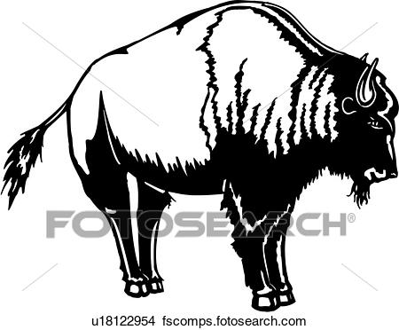 450x372 Clipart Of , Animal, Bison, Buffalo, Southwest, U18122954