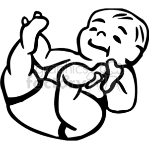 300x300 Royalty Free A Black And White Baby Holding Its Toes 156463 Vector