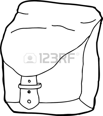400x450 Hand Drawn Cartoon Of Blue Backpack With Water Bottle Royalty Free