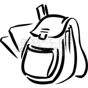 300x300 Royalty Free Black And White Outline Of A Backpack With Books