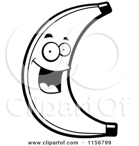 450x470 Cartoon Clipart Of A Black And White Happy Banana Character