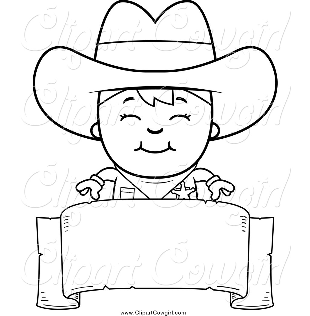 1024x1044 Clipart Of A Black And White Sheriff Cowboy Kid Over A Blank