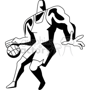 300x300 Royalty Free Black And White Basketball Player 168525 Vector Clip