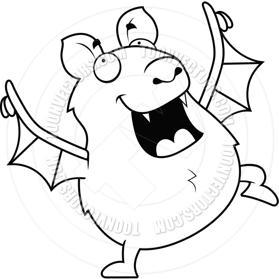 940x940 Cartoon Bat Dancing (Black And White Line Art) By Cory Thoman