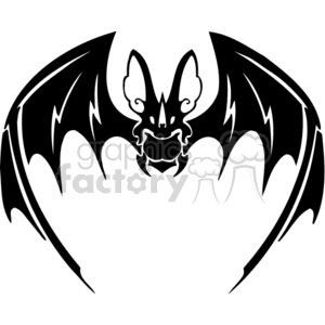 300x300 Royalty Free Black And White Forward Facing Scary Bat 372974