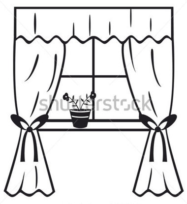 380x415 Curtains Clipart Black And White