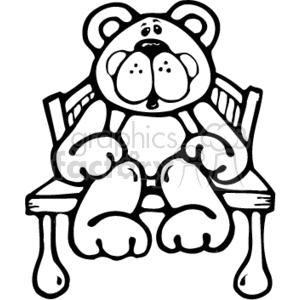 300x300 Royalty Free Black And White Bear Sitting On A Wooden Chair 130143