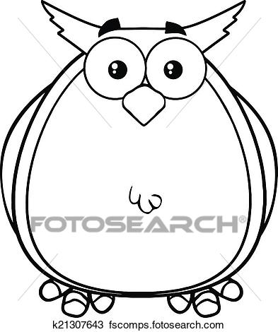 393x470 Clipart Of Black And White Owl K21307643