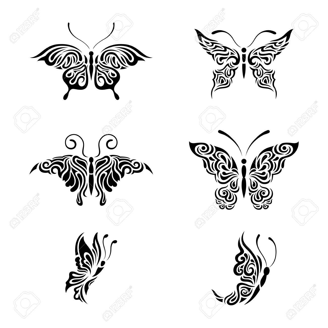 1300x1300 Collection Black And White Butterflies Royalty Free Cliparts