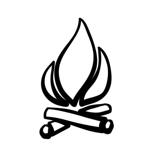 512x512 Free Campfire Clipart Black And White Image
