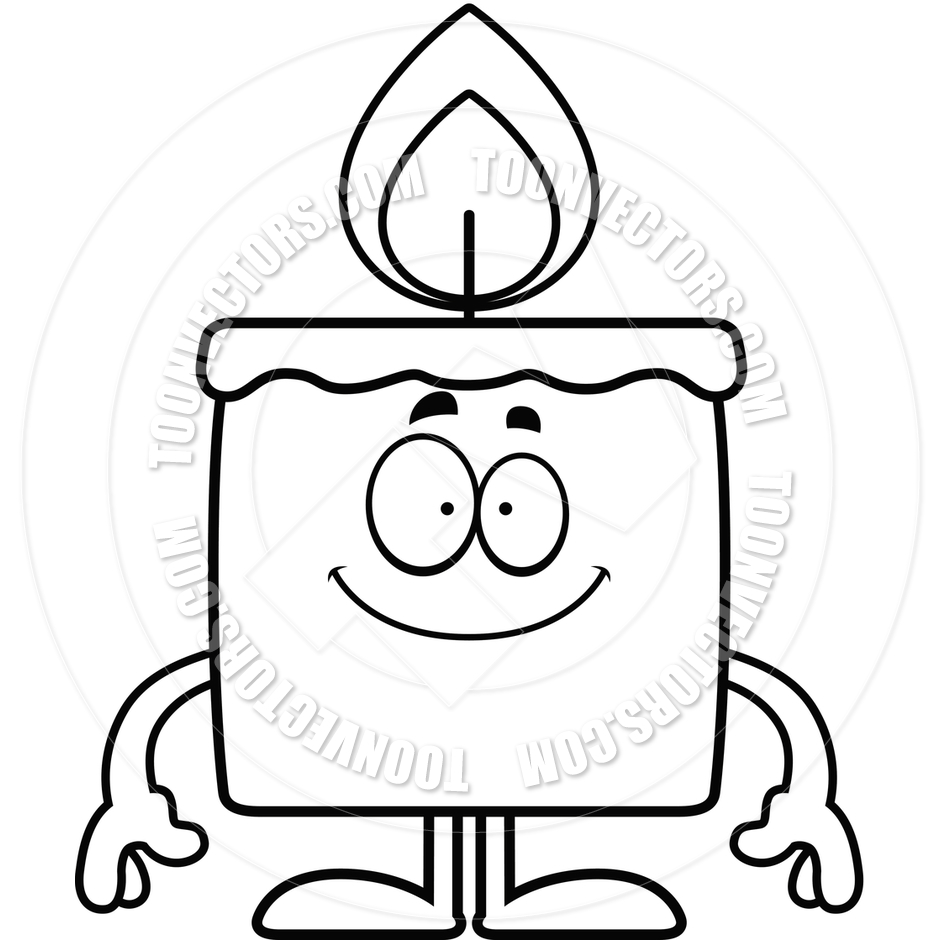 940x940 Cartoon Candle Happy (Black And White Line Art) By Cory Thoman