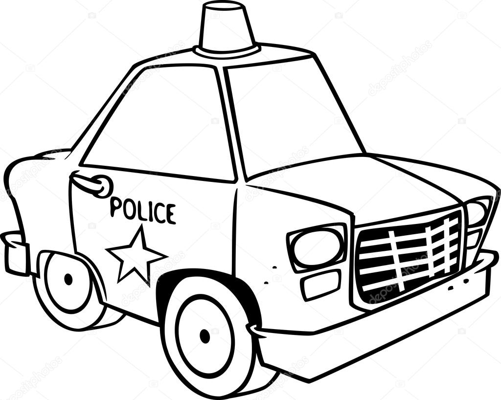 1024x818 Cartoon Police Car (Black And White Line Art) By Ron Leishman