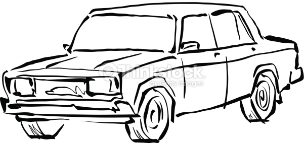 603x284 Drawn Car Black And White