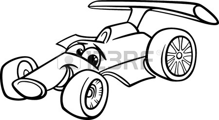 450x248 Black And White Cartoon Funny Racing Car Royalty Free Cliparts
