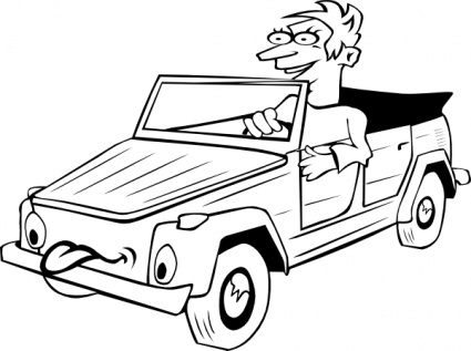 425x317 Boy Driving Car Cartoon Outline Clip Art Vector, Free Vector