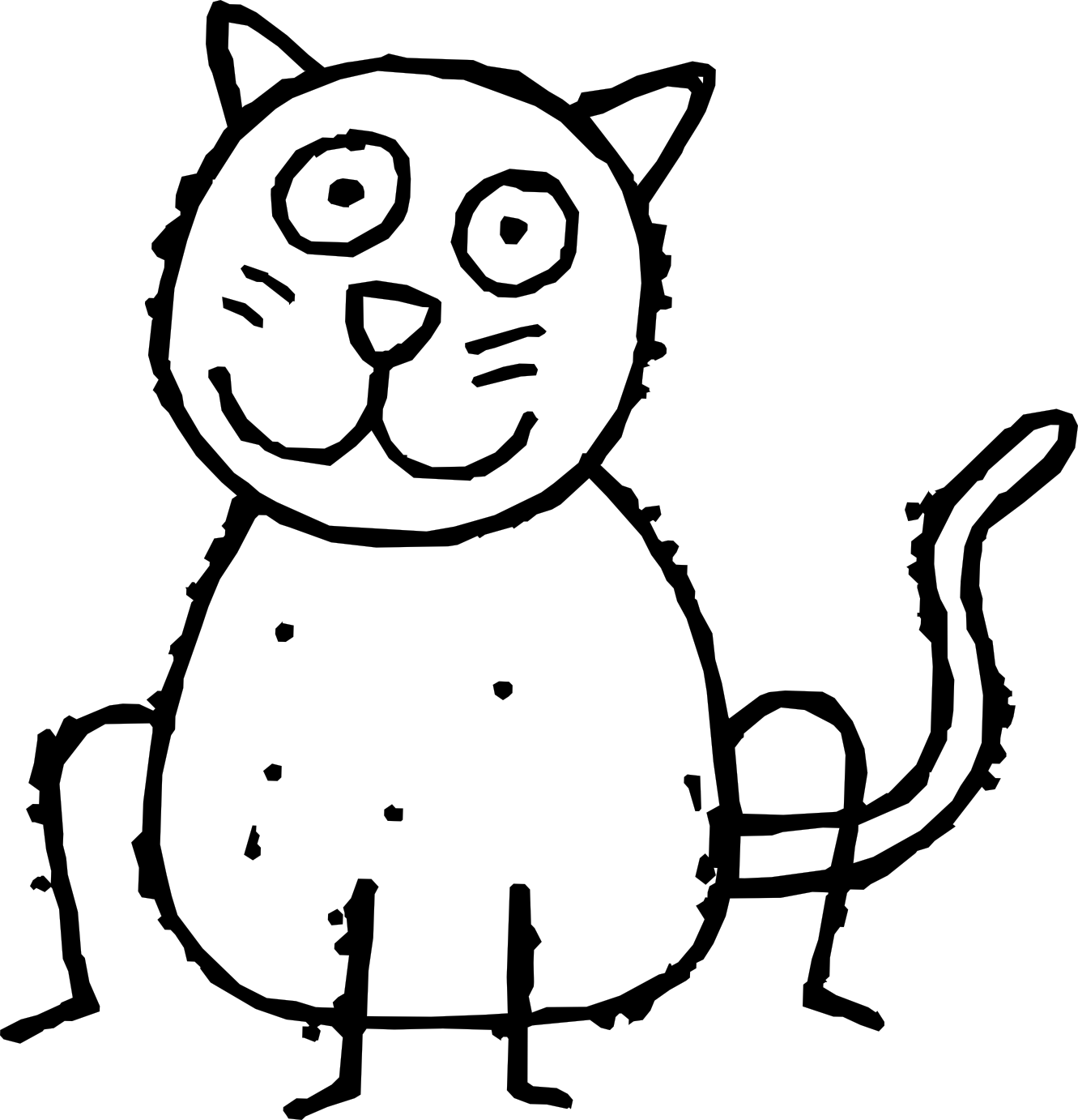 1331x1382 Black And White Cat Cartoon