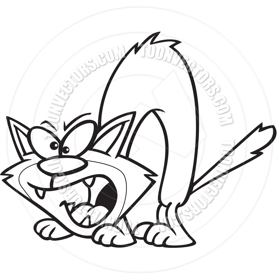 940x940 Cartoon Black Cat (Black And White Line Art) By Ron Leishman