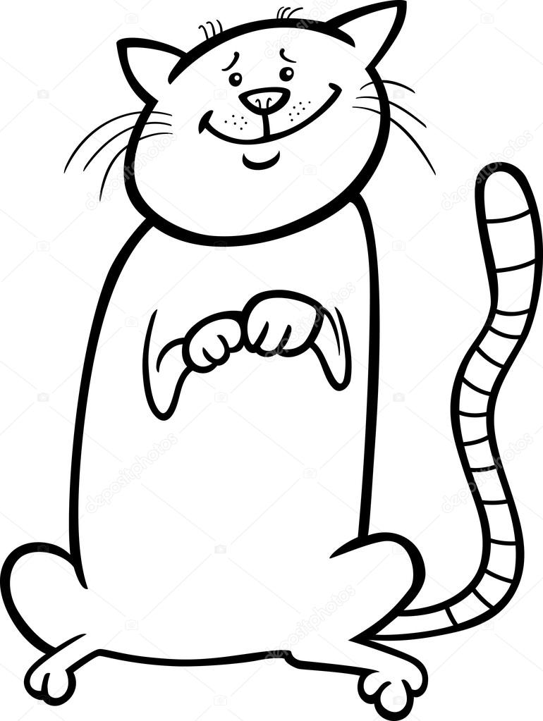 770x1023 Cute Cat Cartoon For Coloring Book Stock Vector Izakowski
