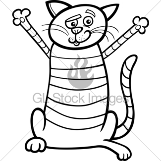 325x325 Funny Cat Cartoon For Coloring Book Gl Stock Images