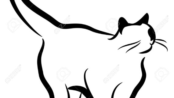 570x320 Cat Drawing Black And White Cute Black And White Cat Clipart Cat