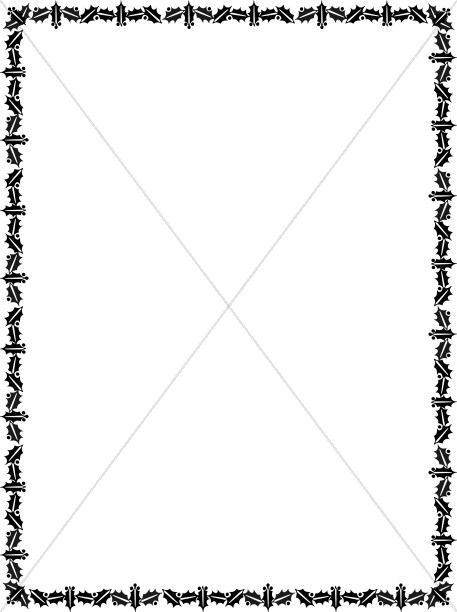 457x612 Christmas Holly Border Black And White