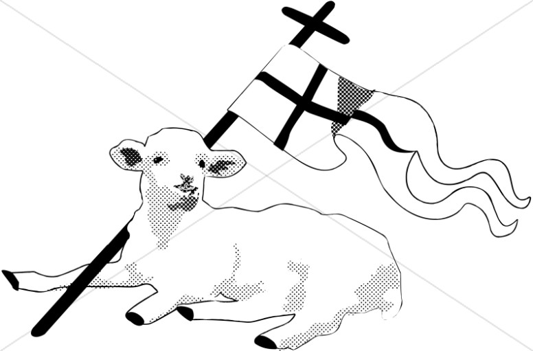776x511 Black And White Lamb With Christian Banner Christian Flag Clipart