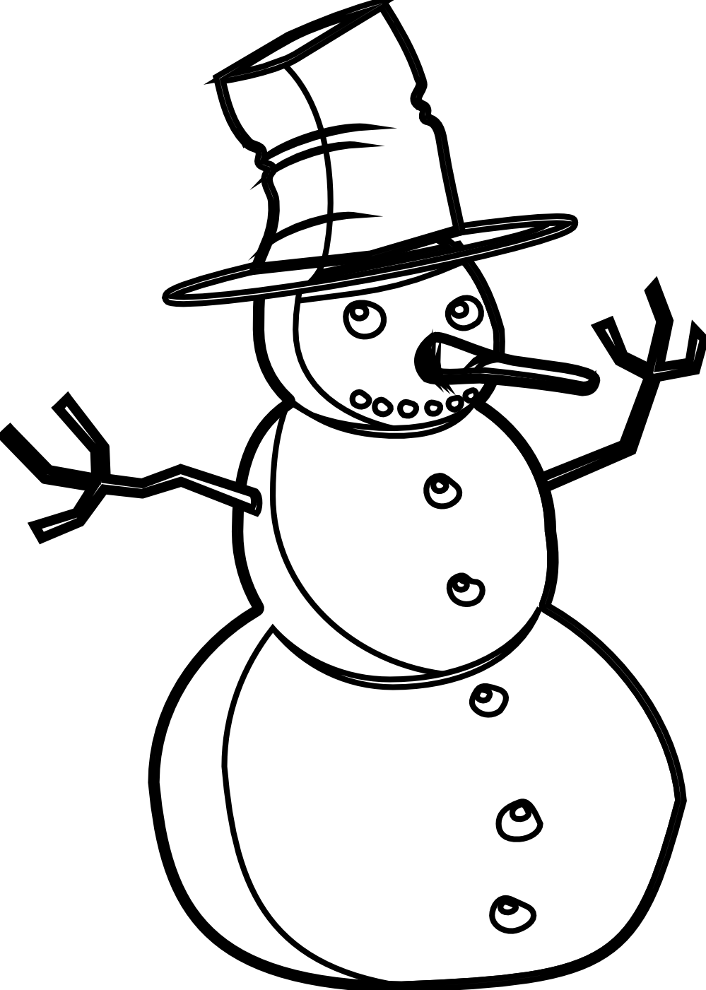 999x1401 Snowman Black And White Christmas Gift Clipart