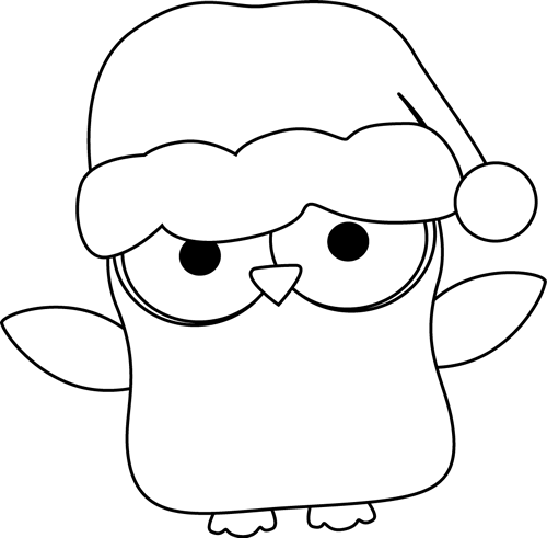 500x491 Black And White Christmas Owl Clip Art