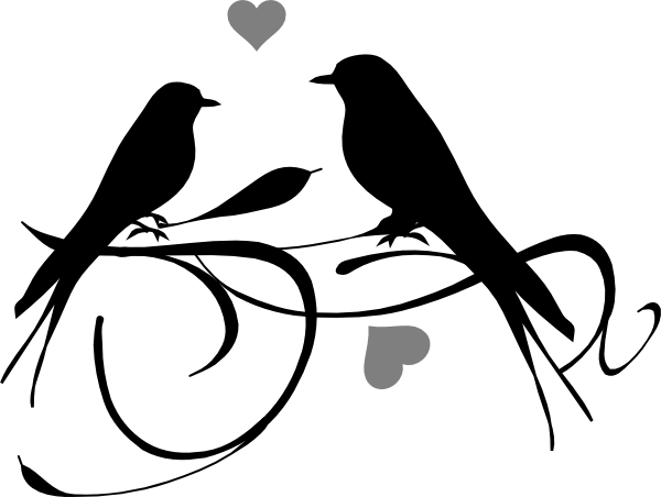 600x452 Love Birds Black Clip Art