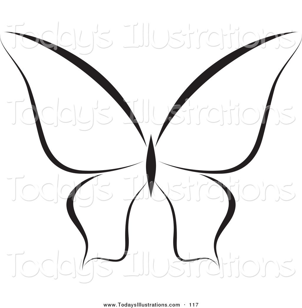1024x1044 Clipart Of A Black And White Butterfly Logo Or Coloring Page By