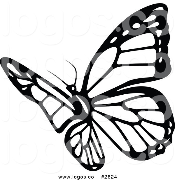 600x620 Royalty Free Black And White Butterfly Logo By Dero