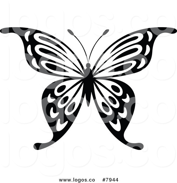600x620 Royalty Free Clip Art Vector Logo Of A Black And White Butterfly