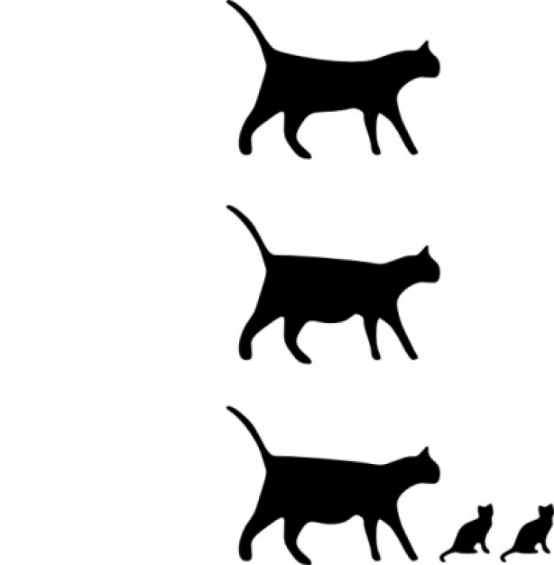 614x626 Black Cat Icons Without Detail Clip Art Set In Side View