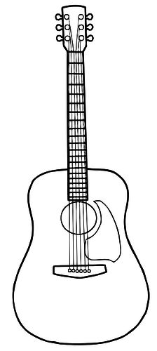 224x500 Guitar Outline Vinyl On The Go Guitar Imprimibles Blanco