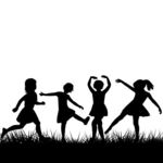 150x150 Clipart Kids Playing Black And White