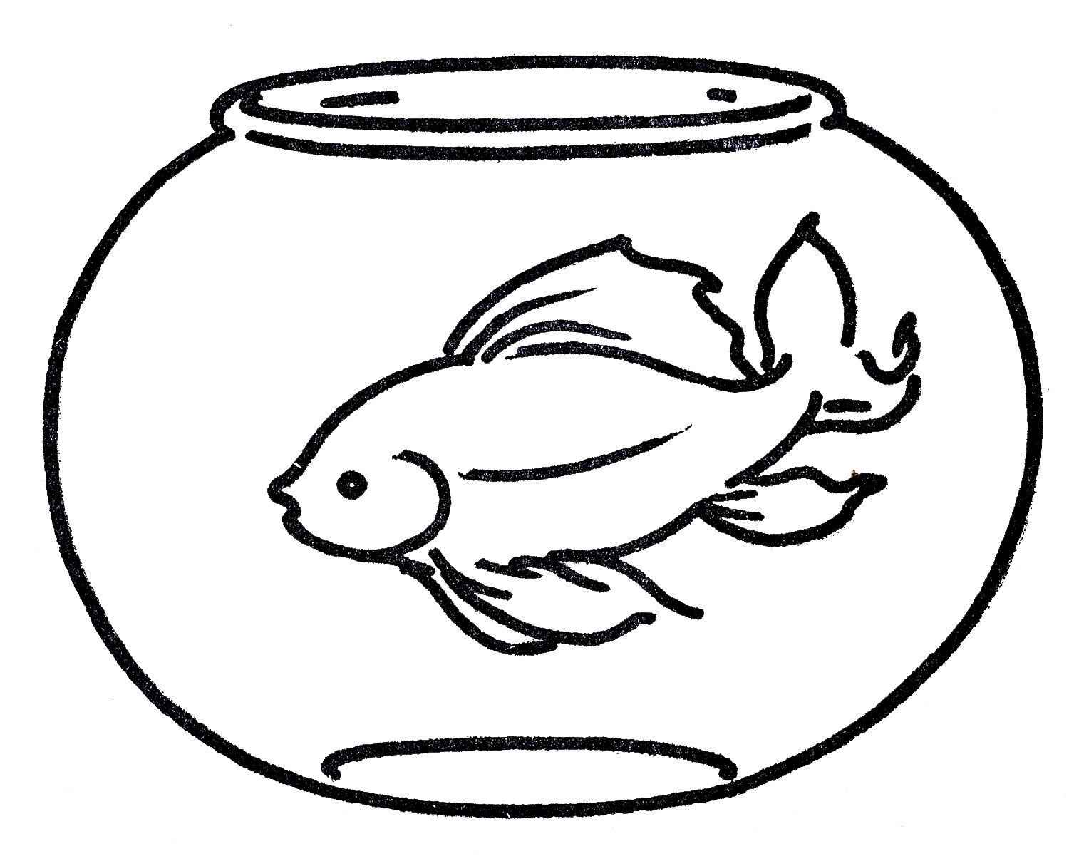 1500x1215 Fish Bowl Coloring Pages Clip Art