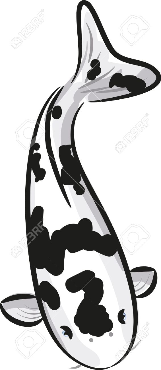 566x1300 Carp Clipart Black And White