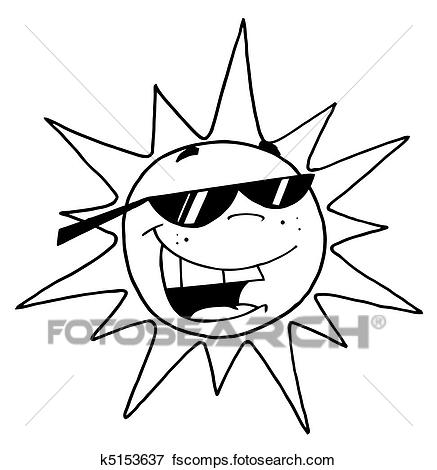 437x470 Clip Art Of Black And White Outline Sun K5153637