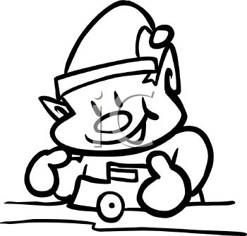 350x334 Coloring Page Of One Of Santa's Elves Building Toys