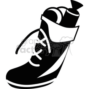 300x300 Royalty Free Black White Santa Claus Boot Filled With Toys
