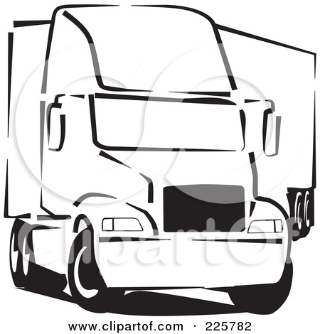 450x470 Semi Truck Black And White Clipart