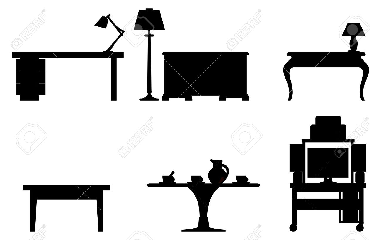 1300x818 Writing Table Stock Vector Illustration And Royalty Free Interior
